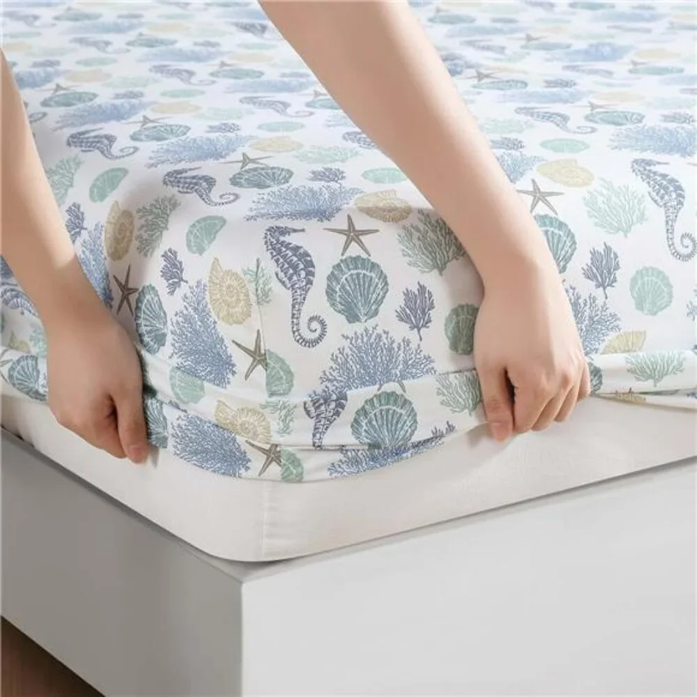 Beatrice Coastal Queen Sheet Set Soft Microfiber Deep Pocket Bedding Beach